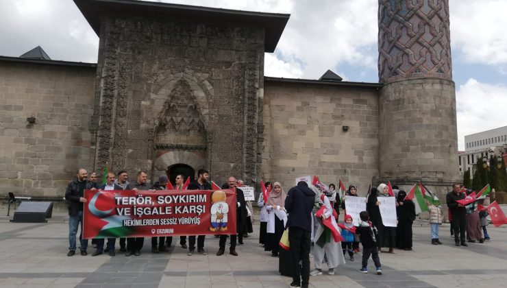 Erzurum Sağlık Çalışanlarından Filistin İçin Sessiz Destek Yürüyüşü